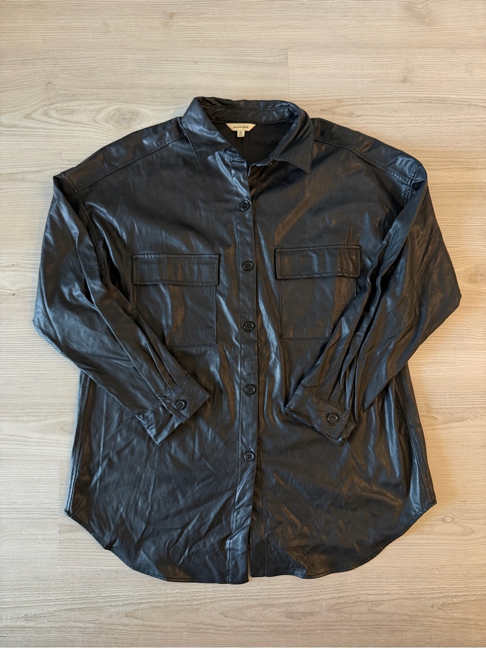 Max Studio Leather Shacket Jacket - Picture 1 of 3